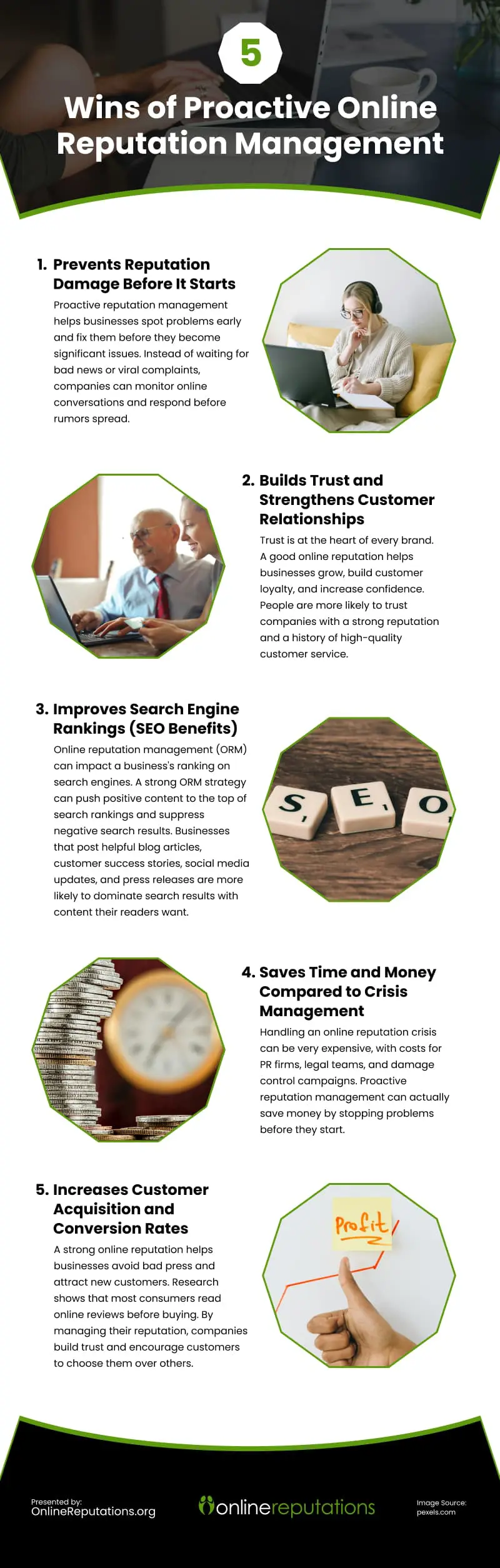 5 Wins of Proactive Online Reputation Management Infographic