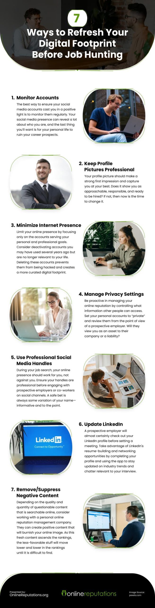 7 Ways to Refresh Your Digital Footprint Before Job Hunting Infographic